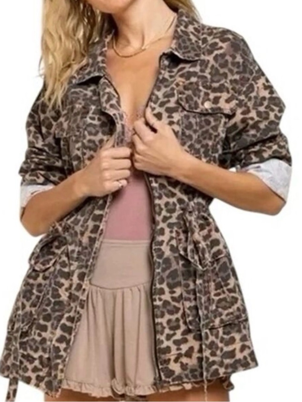 POL Leopard-Print Utility Jacket